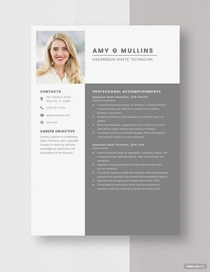 Hazardous Waste Technician Resume