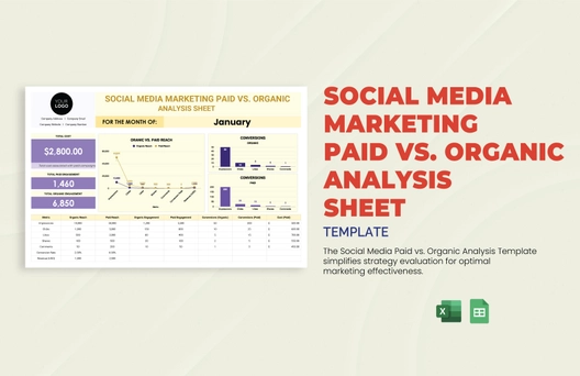 Social Media Marketing Paid vs. Organic Analysis Sheet Template
