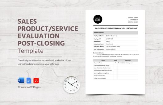 Sales Product/Service Evaluation Post-Closing Template