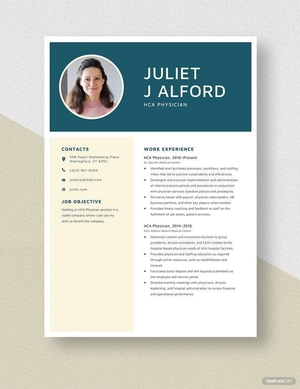 HCA Physician Resume
