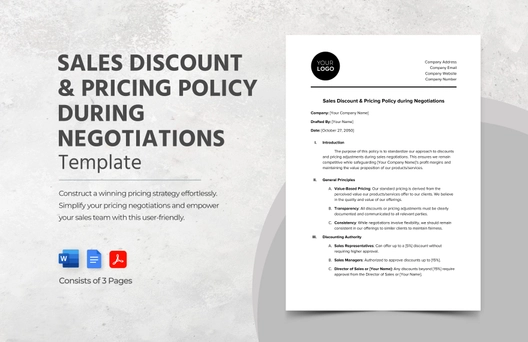 Sales Discount & Pricing Policy during Negotiations Template