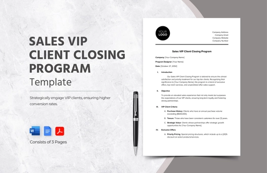 Sales VIP Client Closing Program Template