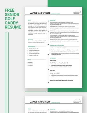 Senior Golf Caddy Resume