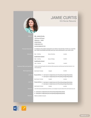 Simple ICU Nurse Resume