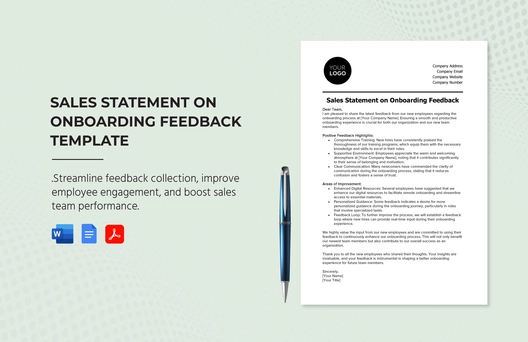 Sales Statement on Onboarding Feedback Template