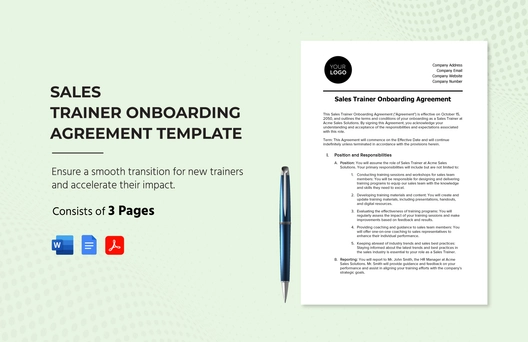 Sales Trainer Onboarding Agreement Template Sales Trainer Onboarding Agreement Template