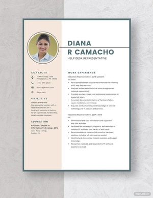 Help Desk Representative Resume