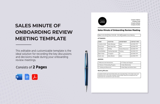 Sales Minute of Onboarding Review Meeting Template