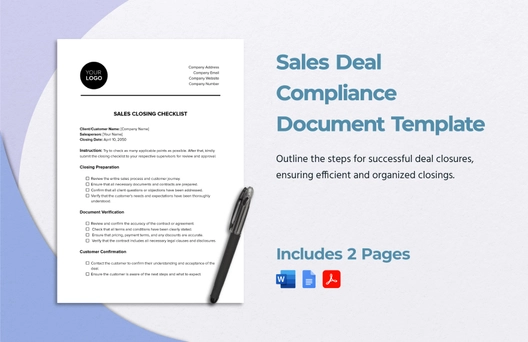 Sales Closing Checklist Template Sales Closing Checklist Template