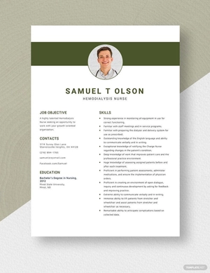 Hemodialysis Nurse Resume