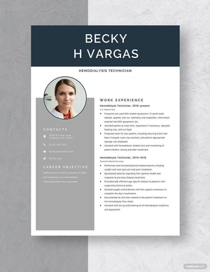 Hemodialysis Technician Resume