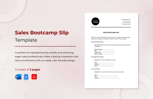 Sales Bootcamp Slip Template