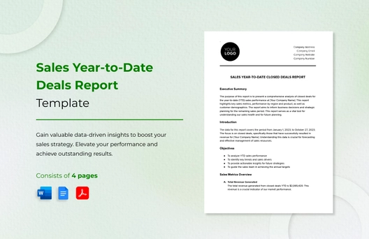 Sales Year-to-Date Closed Deals Report Template Sales Year-to-Date Closed Deals Report Template