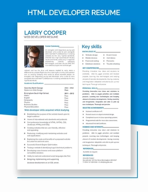 HTML Developer Resume