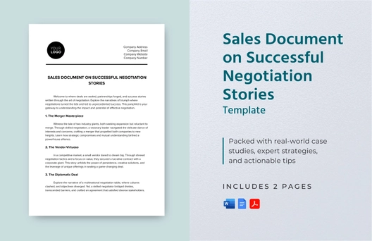 Sales Document on Successful Negotiation Stories Template