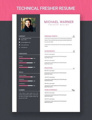Technical Fresher Resume