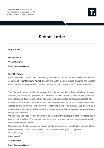 Free School Letter Template to Edit Online