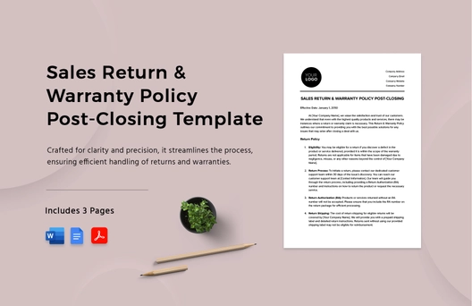 Sales Return & Warranty Policy Post-Closing Template