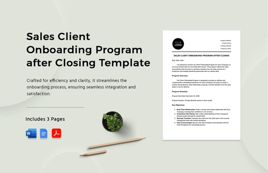 Sales Client Onboarding Program after Closing Template