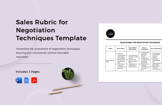 Sales Rubric for Negotiation Techniques Template