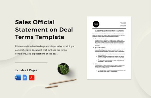 Sales Official Statement on Deal Terms Template