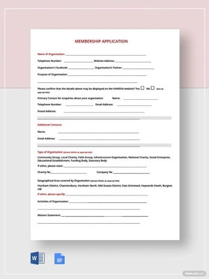 Membership Application Form Template