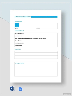 Scholarship Application Form Template