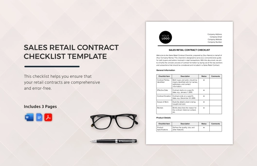 Sales Retail Contract Checklist Template