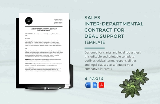 Sales Inter-departmental Contract for Deal Support Template