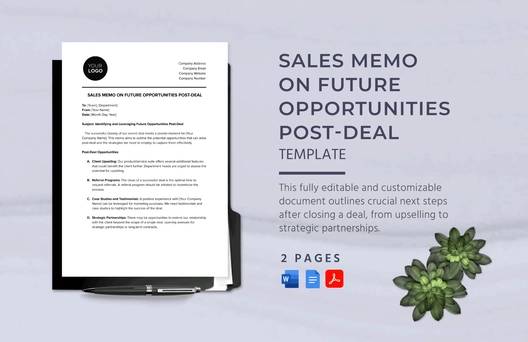 Sales Memo on Future Opportunities Post-Deal Template Sales Memo on Future Opportunities Post-Deal Template