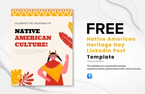 Free Native American Heritage Day LinkedIn Post Template to Edit Online