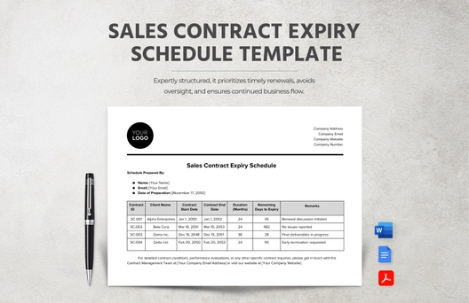 Sales Contract Expiry Schedule Template Sales Contract Expiry Schedule Template