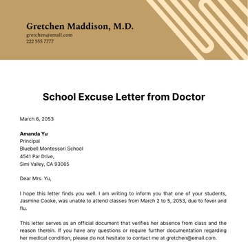 Free School Excuse Letter from Doctor Template to Edit Online