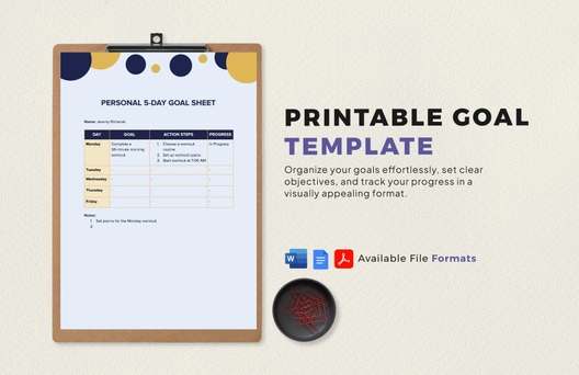 Printable Goal Template