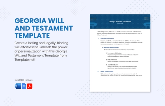 Georgia Will and Testament Template