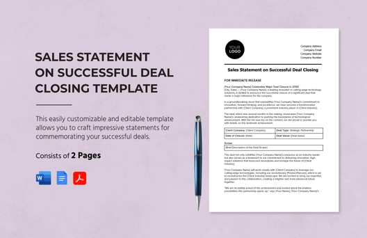 Sales Statement on Successful Deal Closing Template Sales Statement on Successful Deal Closing Template