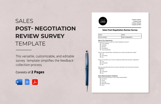 Sales Post-Negotiation Review Survey Template Sales Post-Negotiation Review Survey Template