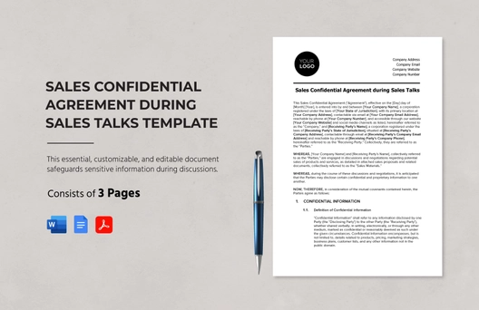Sales Confidential Agreement during Sales Talks Template
