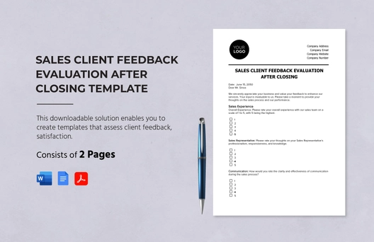 Sales Client Feedback Evaluation after Closing Template