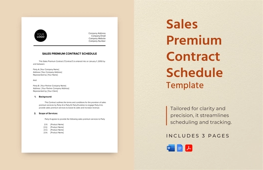 Sales Premium Contract Schedule Template Sales Premium Contract Schedule Template