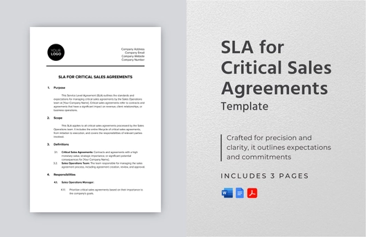 SLA for Critical Sales Agreements Template