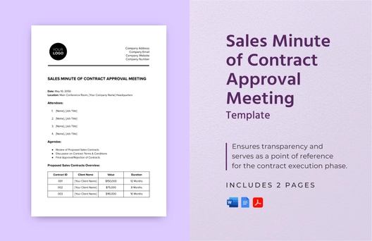 Sales Minute of Contract Approval Meeting Template