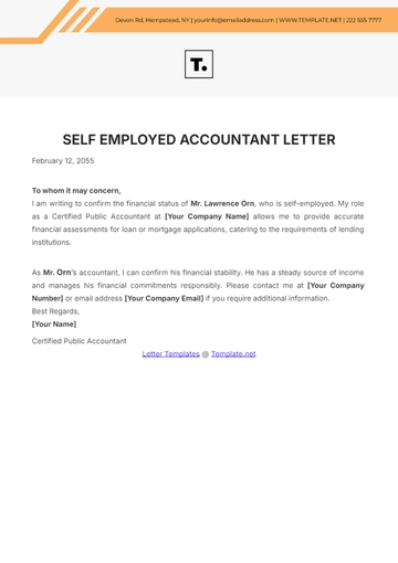 Free Self-Employed Accountant Letter Template to Edit Online
