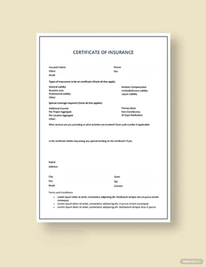 Car insurance Certificate Template Car insurance Certificate Template