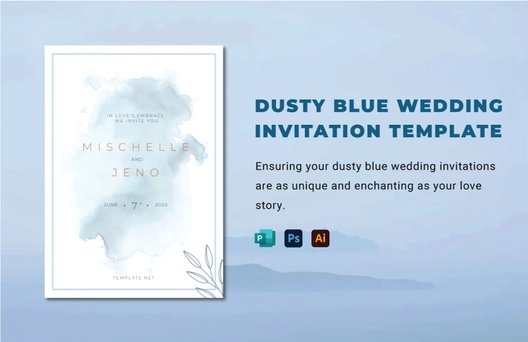 Dusty Blue Wedding Invitation
