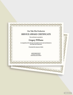 Long Service Award Certificate Template