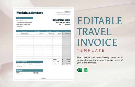 Editable Travel Invoice Template