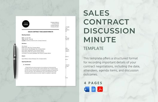 Sales Contract Discussion Minute Template