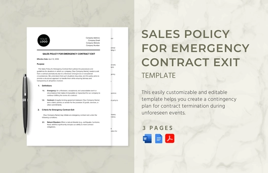 Sales Policy for Emergency Contract Exit Template