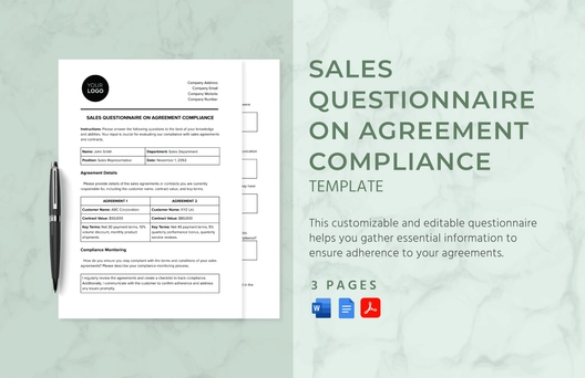 Sales Questionnaire on Agreement Compliance Template